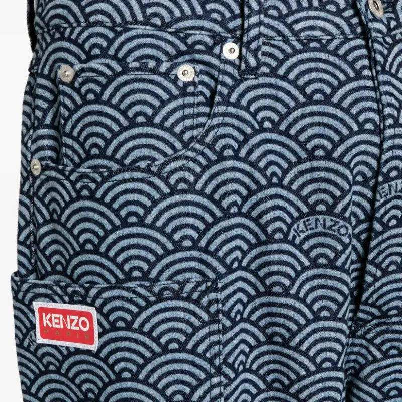 KENZO All Over Patterned Wide Leg Jeans-4