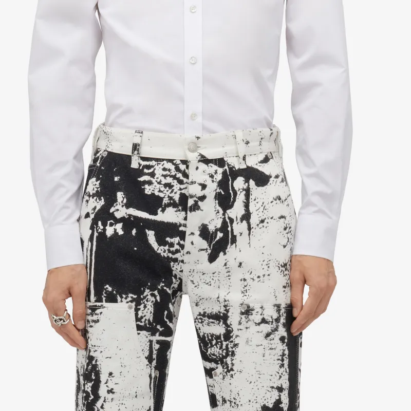 Alexander McQueen Fold Printed Mid Rise Cropped Jeans-4