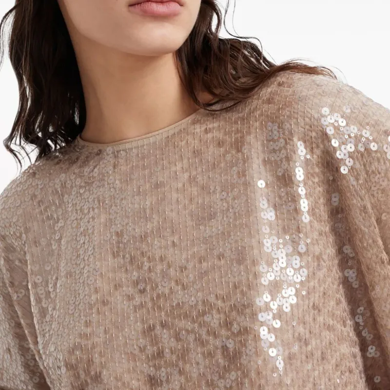 Brunello Cucinelli Sequinned Silk Maxi Dress-4