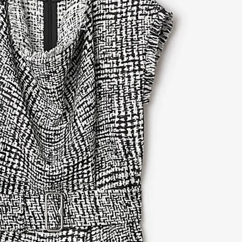 Burberry Sleeveless Dress Women's Black White-4