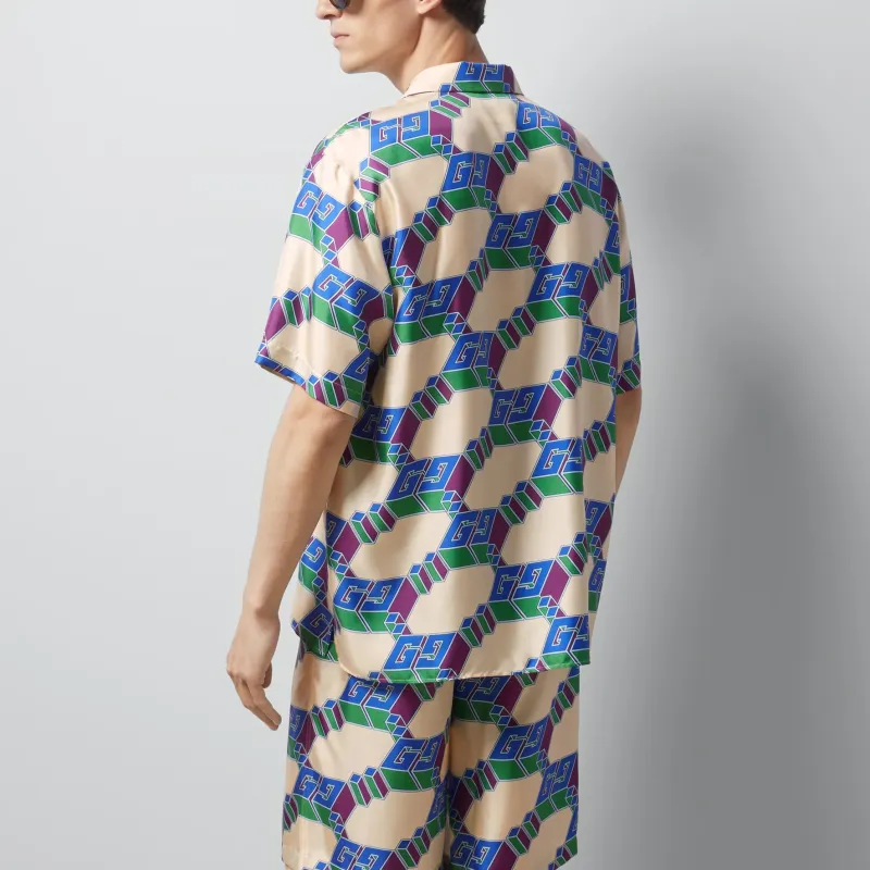 GUCCI 3D Gg Print Silk Shirt-3