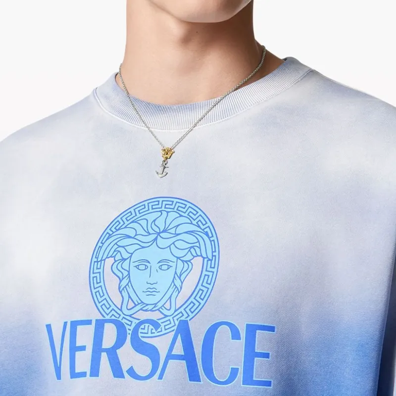 VERSACE Logo Printed Gradient Crewneck Sweatshirt-3