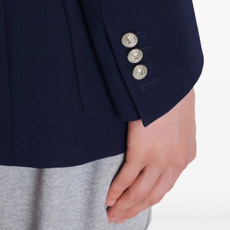BALMAIN Monogram badge Virgin wool Blazer-6