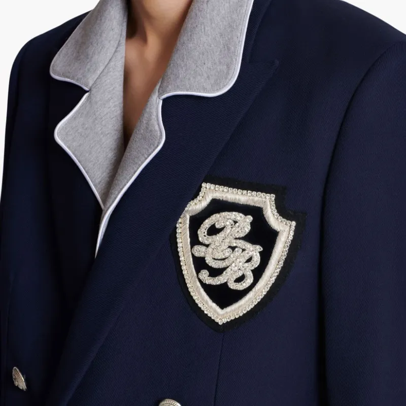 BALMAIN Monogram badge Virgin wool Blazer-5