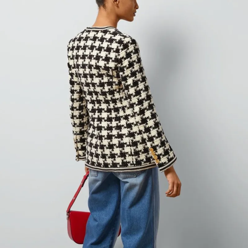 GUCCI Houndstooth-pattern Chenille Jacket-3