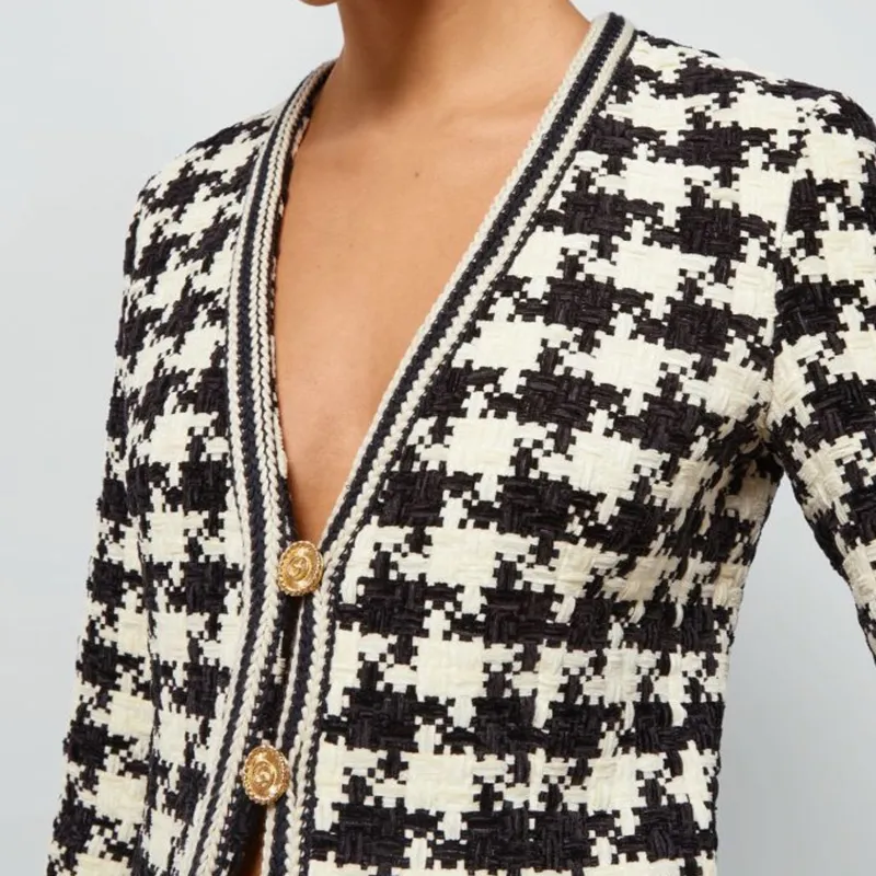 GUCCI Houndstooth-pattern Chenille Jacket-4