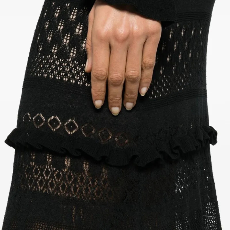Twinset Open-knit Ruffled Maxi Dress-3