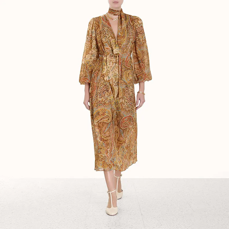 Zimmermann FW23 Long-Sleeved Dresses Women's Gold-2