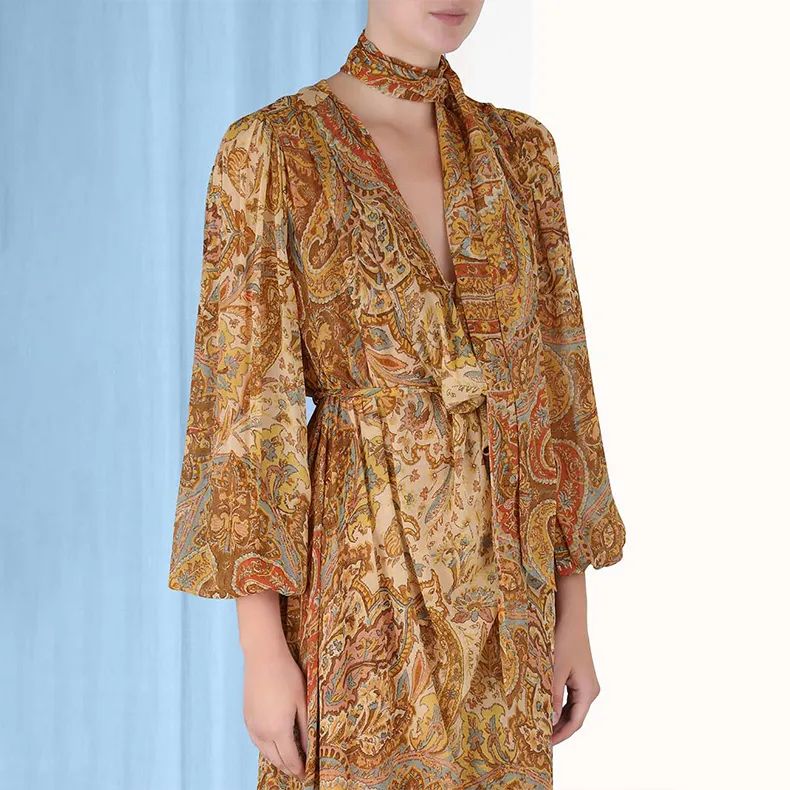 Zimmermann FW23 Long-Sleeved Dresses Women's Gold-5