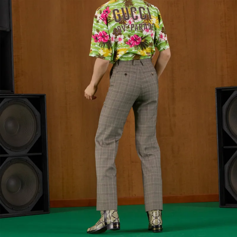 GUCCI Prince Of Wales Wool Check Pants-3