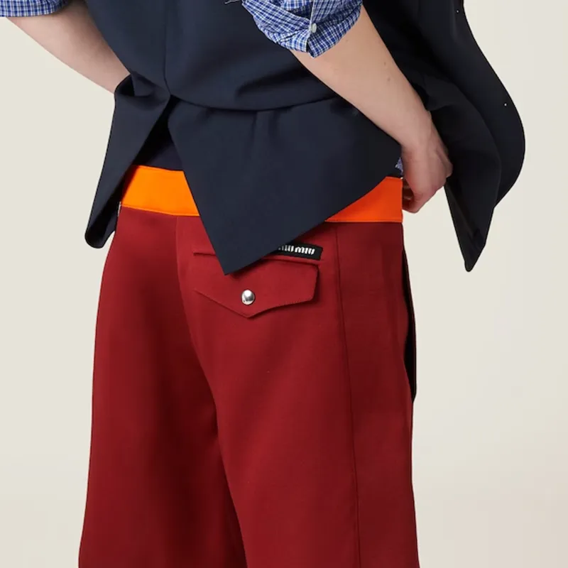 MIU MIU Contrasting-waistband Satin Shorts-3