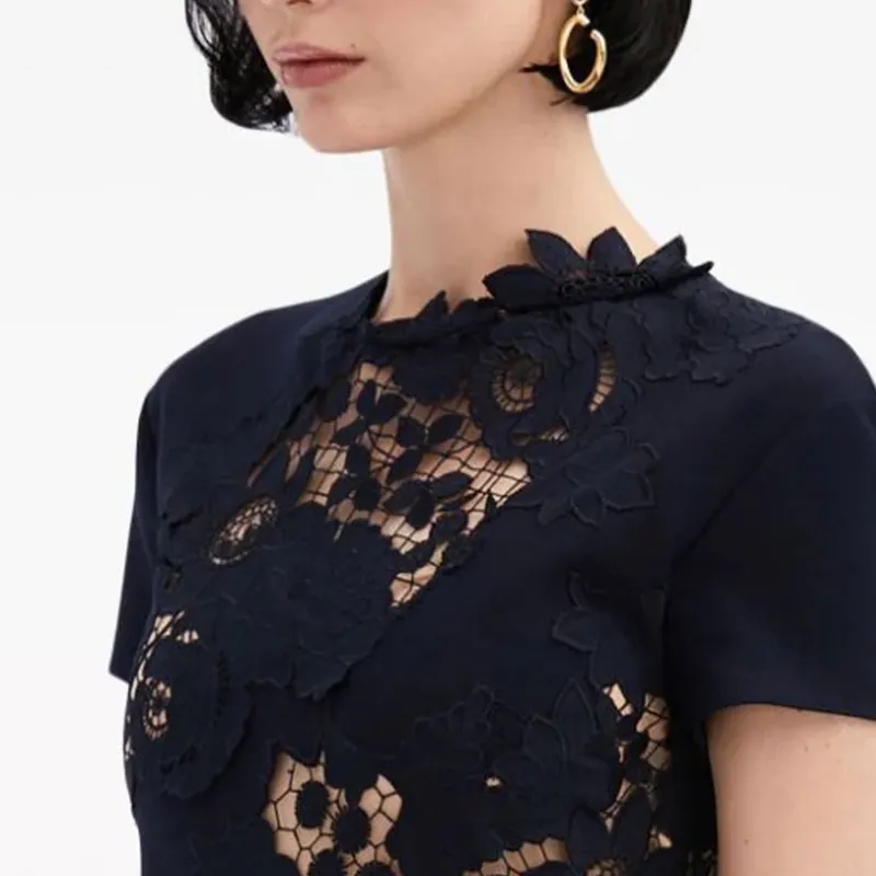 Oscar De La Renta Mixed Botanical Guipure-lace Midi Dress-4