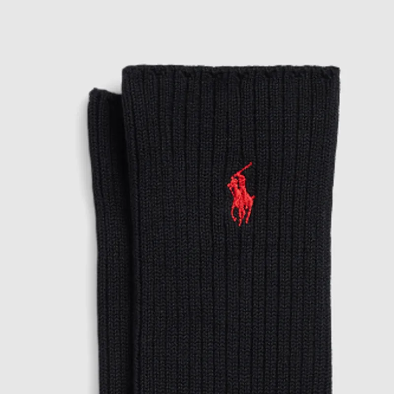 Polo Ralph Lauren SS24 Mid-Calf Socks Men's 1 Pack Black-1