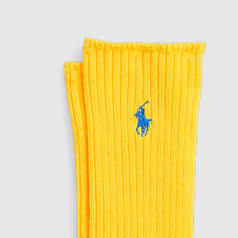 Polo Ralph Lauren SS24 Mid-Calf Socks Men's 1 Pack Bright Yellow-1