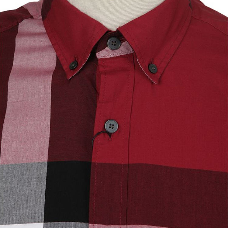 Burberry Men's Check Button-Up Short-Sleeve Shirt Red Burberry Men's Check Button-Up Short-Sleeve Shirt Red