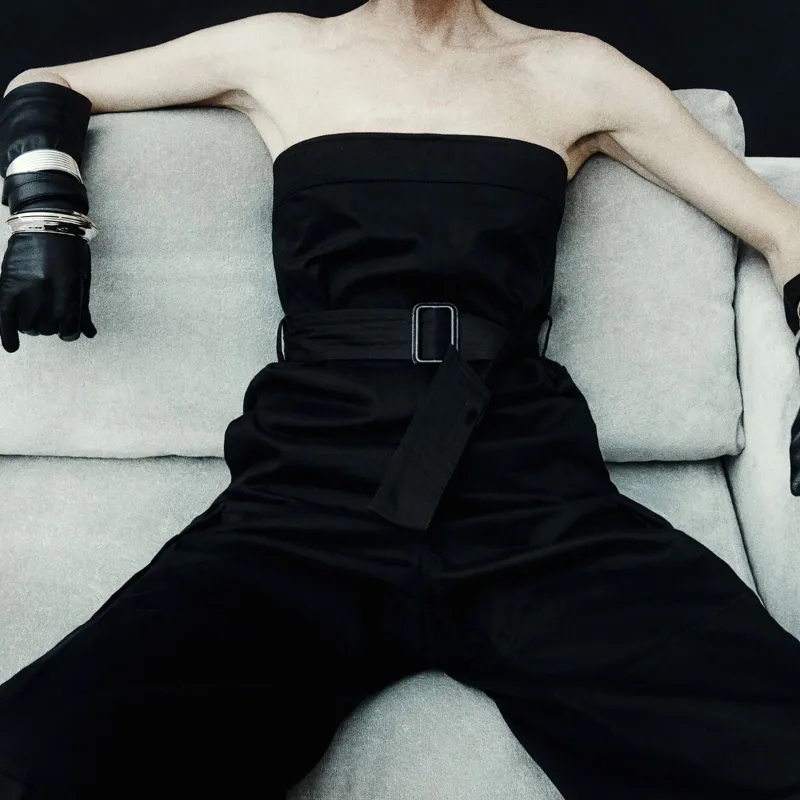 SAINT LAURENT Cassandre Strapless Jumpsuit-6