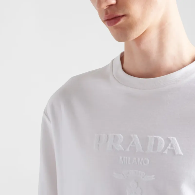 PRADA Logo Detailed Crewneck T Shirt-3