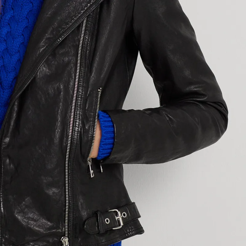 Polo Ralph Lauren SS24 Leather Jacket Women's Black-5