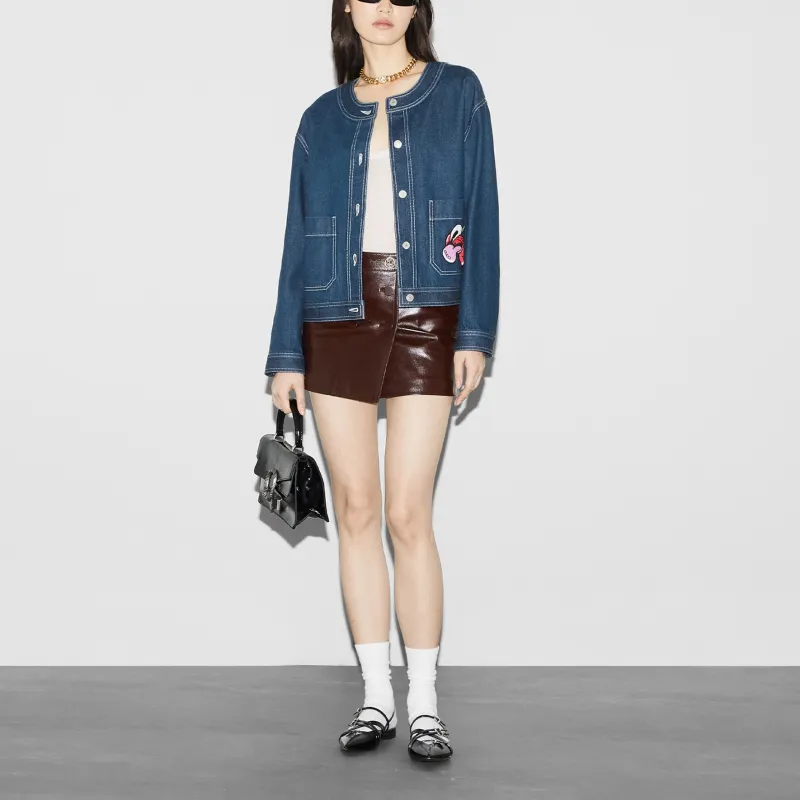GUCCI FW24 Denim Jacket Women's Dark Blue-1