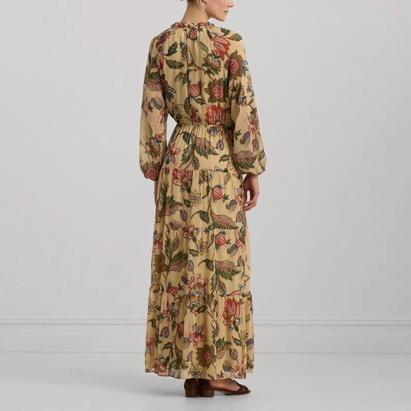 Polo Ralph Lauren SS24 Long Sleeved Dress Women's Light Beige Yellow-1