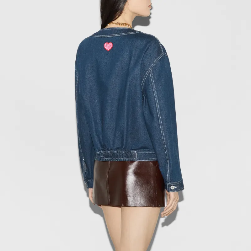 GUCCI FW24 Denim Jacket Women's Dark Blue-2