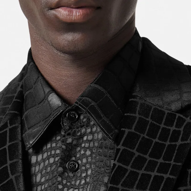 VERSACE SS24 Business Suits Coats Men's Obsidian Black Color-4