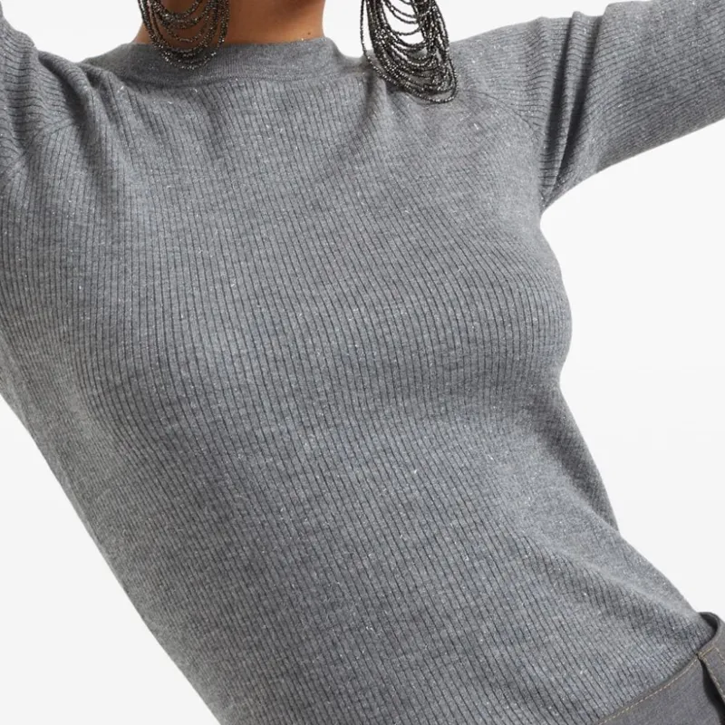 Brunello Cucinelli Ribbed Speckle knit Top-5