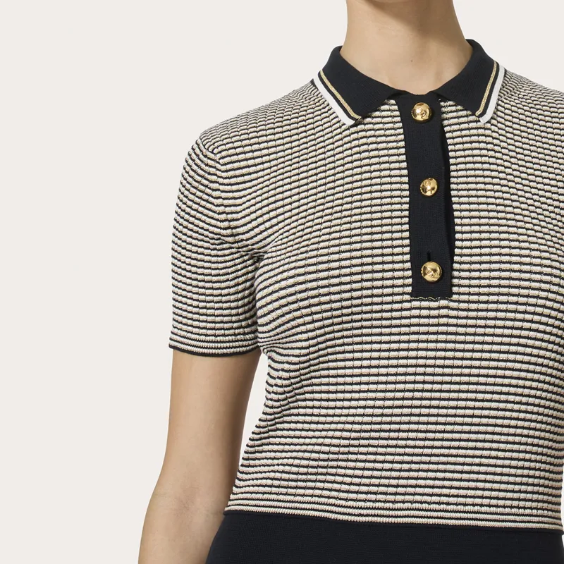 Valentino Striped Short Sleeved Polo Dress-4