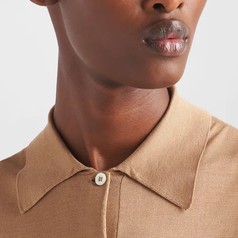 PRADA SS24 Polo Shirt Women's Camel Brown-5