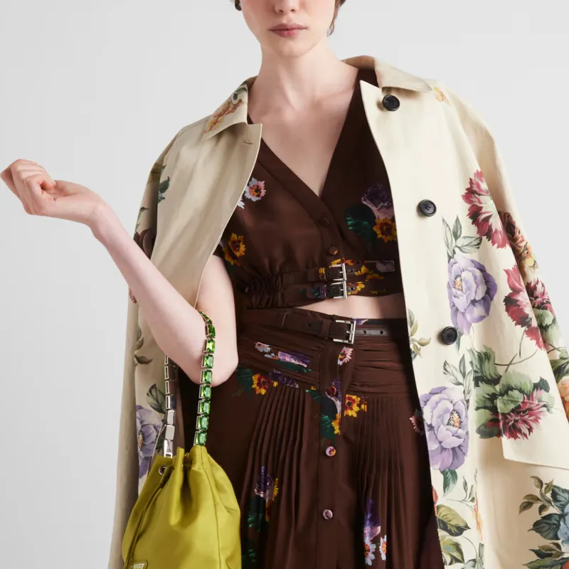 PRADA Floral Printed V Neck Cropped Top-3