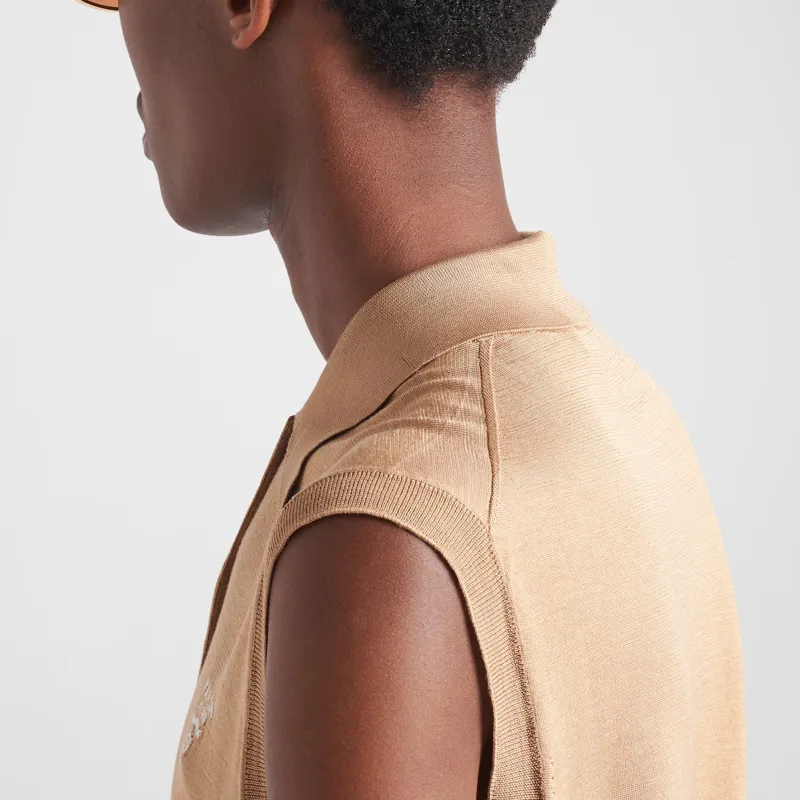 PRADA SS24 Polo Shirt Women's Camel Brown-3