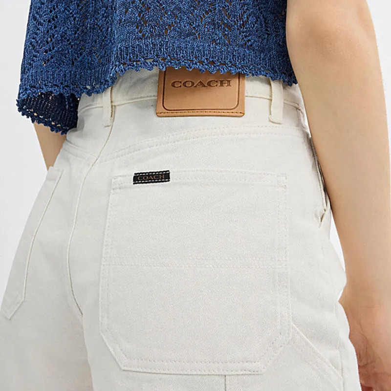 COACH SS24 Denim Shorts Women's White-4