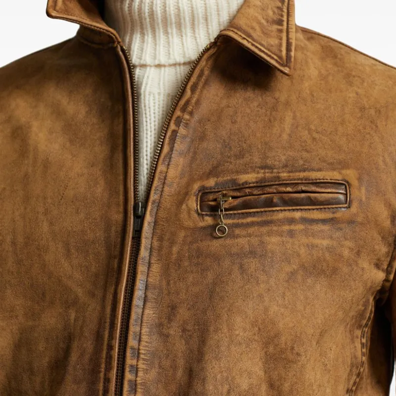 Polo Ralph Lauren Leather Jacket Men's Caramel Umber-3