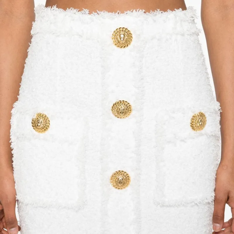BALMAIN High waist Tweed Miniskirt-4
