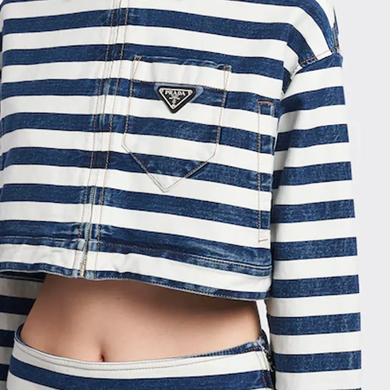 PRADA 2010s Cotton denim Striped Jacket-4