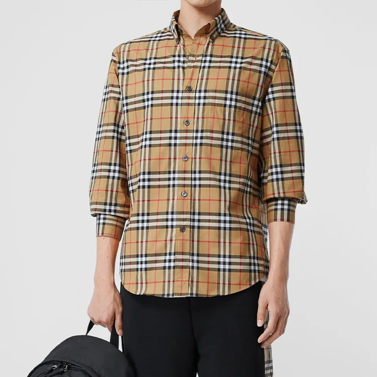 Burberry Shirt Men's Classical Yellow-3