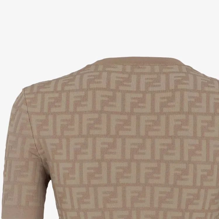 FENDI Monogram Detailed Knit T-Shirt-3