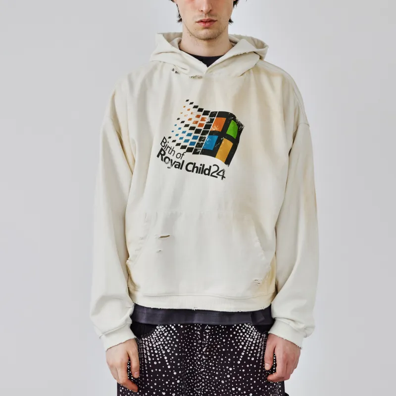 BIRTH OF ROYAL CHILD Windows24 Retro Distressed Hoodie-5