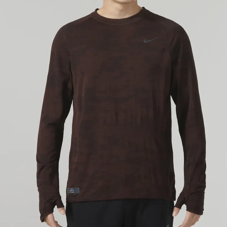 Nike Long Sleeved T Shirts Men's Dark Brown-2