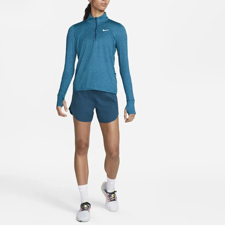 Nike Tempo Luxe Sports Shorts Women's Embroidered Straw Blue-1