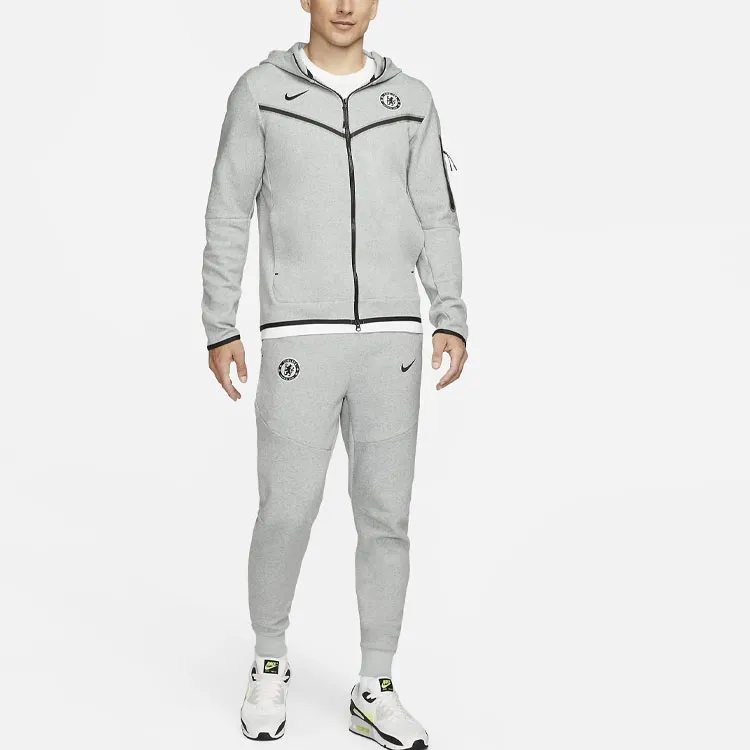 Nike Chelsea F.C. Tech Fleece Third Knitted Sports Pants Men's Light Gray-2