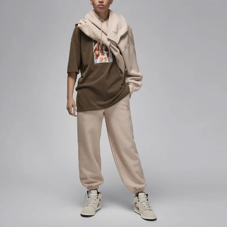 Jordan Flight Fleece Knitted Sports Pants Women's Medium Brown-2