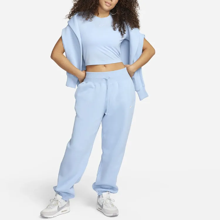 Nike Sportswear Phoenix Fleece Knitted Sports Pants Women's Light Shell Blue-2