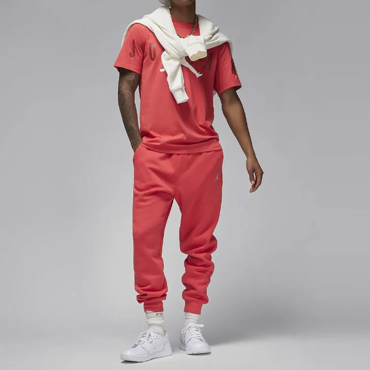 Jordan Brooklyn Fleece Knitted Sports Pants Men's Gym Red-2
