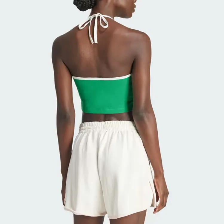 Adidas Originals Fashion Graphics Floral Halter Neck Top Crop Tops Women's Green-2