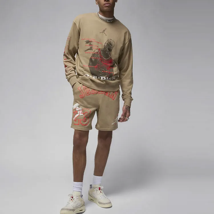 Jordan Essentials Men's Loopback Fleece Crew Sweatshirt Men's Khaki-3