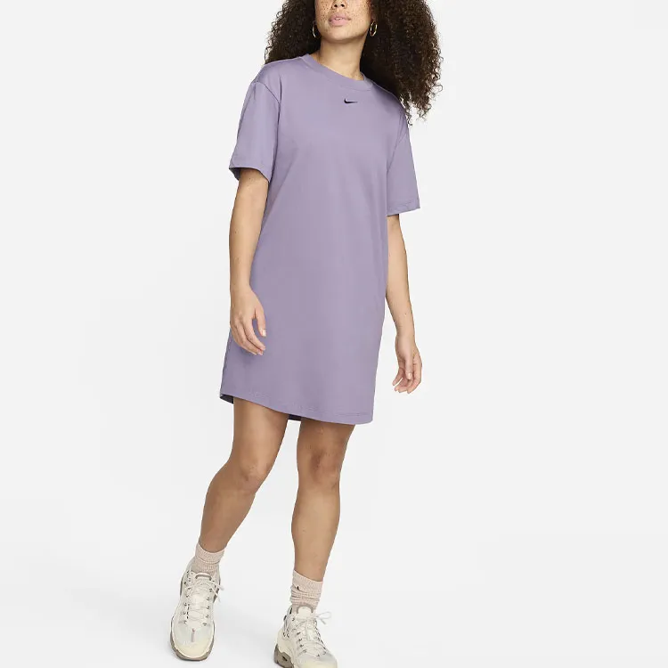 Nike Sportswear Chill Knit Short-Sleeved Dresses Women's Purple-2