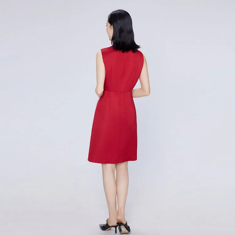 BBLLUUEE Sleeveless Dress Women's Maple Leaf Red-1