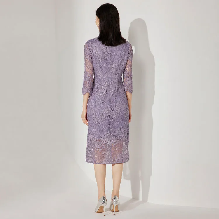 BBLLUUEE Long Sleeved Dress Women's Fragrant Purple-2