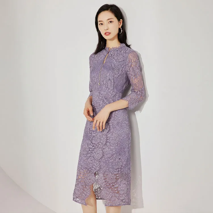 BBLLUUEE Long Sleeved Dress Women's Fragrant Purple-1